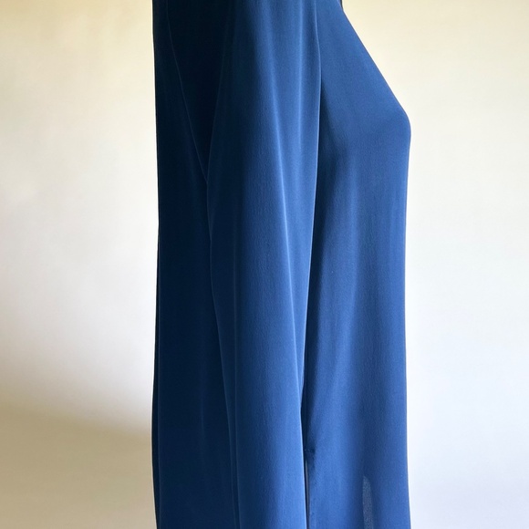 Vince Blue Black Polyester Long Sleeve Blouse size 8 - Picture 5 of 12